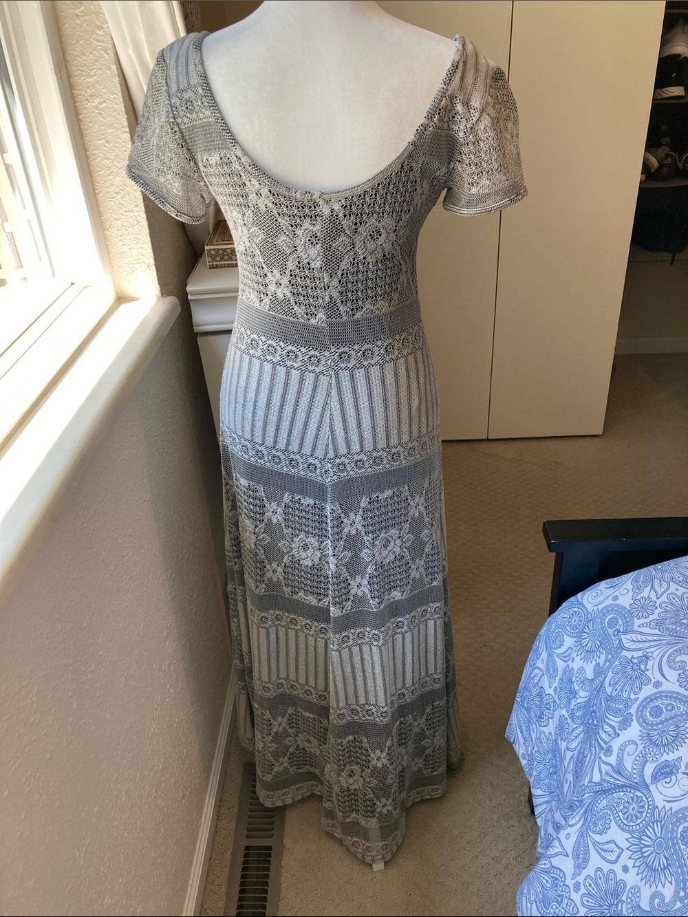 Breakin' Loose Silver Vintage Maxi Dress size 5/6 - Picture 2 of 9